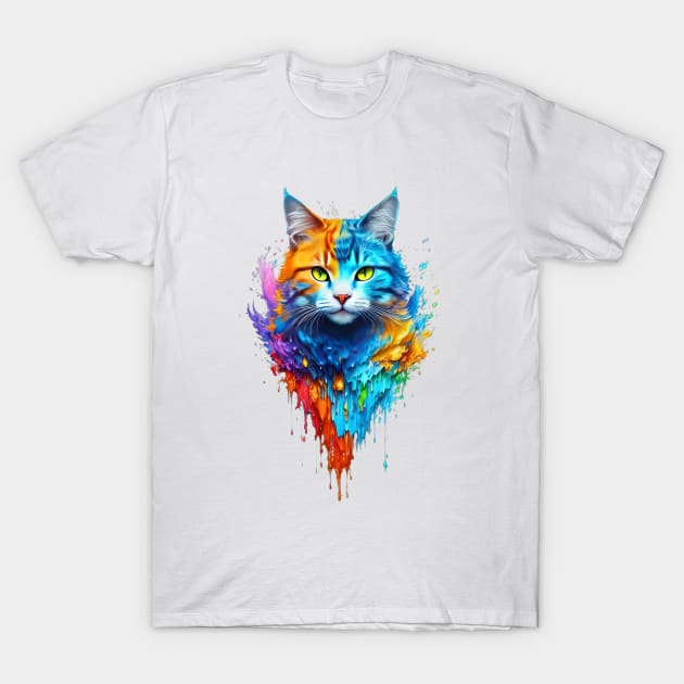 Cute Colorful Cat for kitten lovers art Kitty cats T-Shirt by Jsimo Designs
